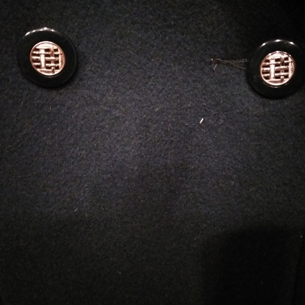 Worthington Wool Navy Double Breasted Trench Coat - Picture 2 of 3